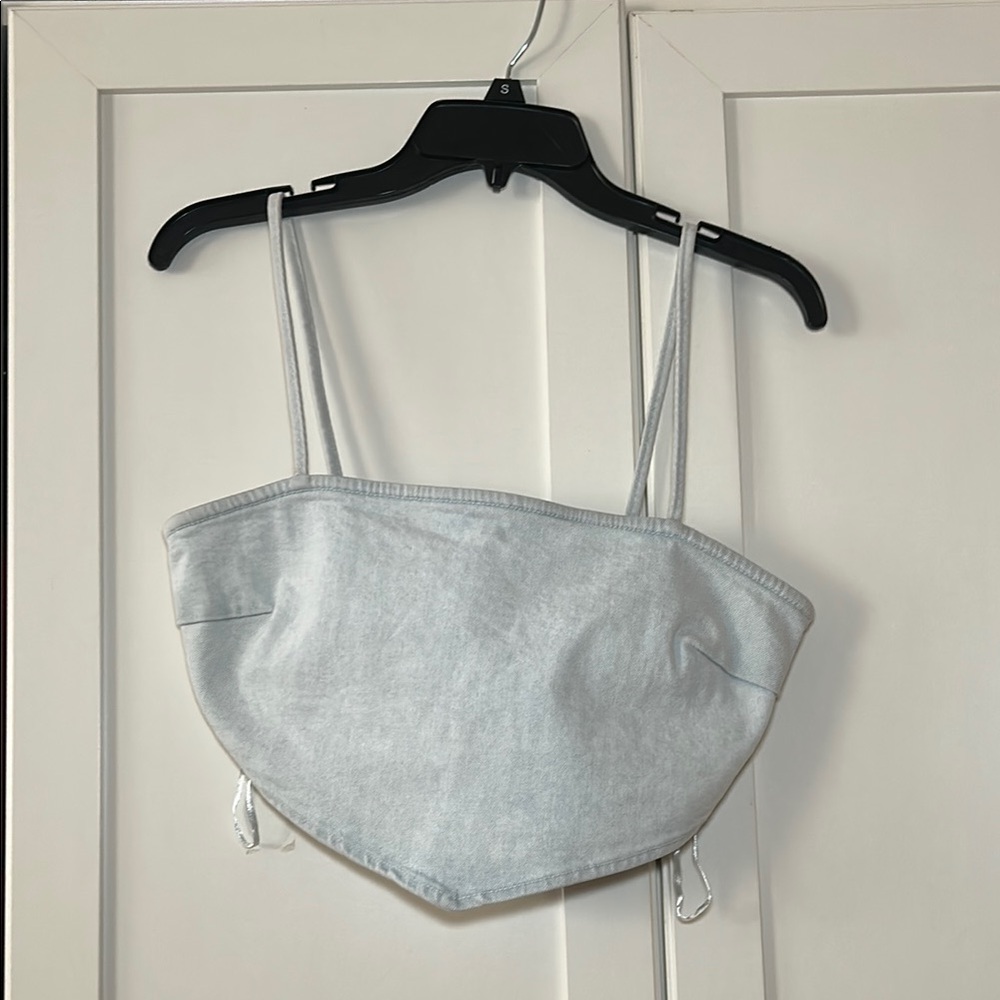 Zara Light Denim Strapless Top